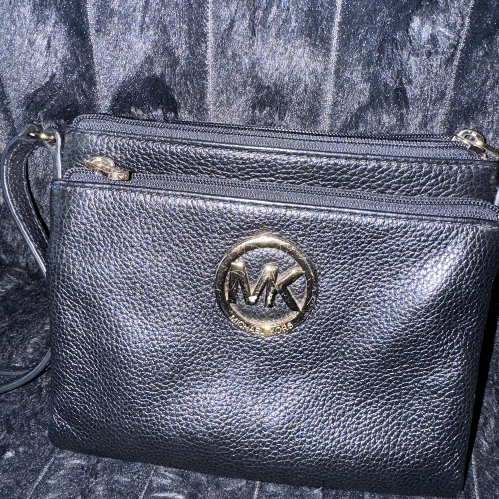 Michael Kors Black Wristlet with Gold Logo